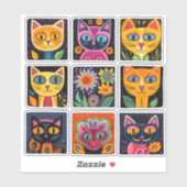 Katzen 3by3 aufkleber (Blatt)