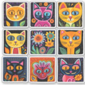 Katzen 3by3 aufkleber (Vorderseite)