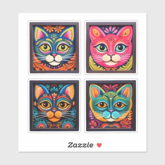 Katzen 4 aufkleber (Blatt)