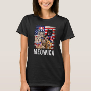 Katzen 4. Juli Meowica Merica Katze USA T-Shirt