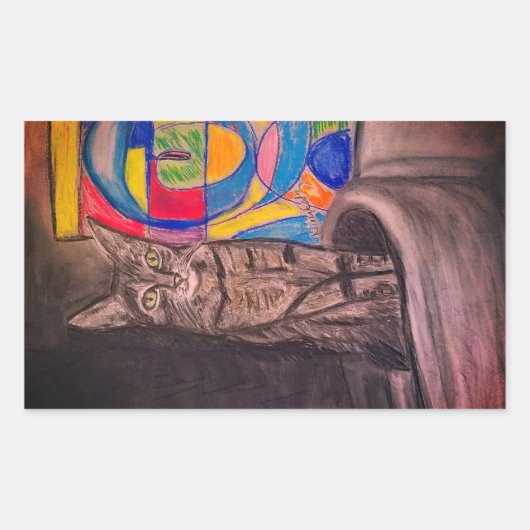 Katzen-Abstracts Rechteckiger Aufkleber (Vorderseite)