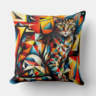 Katzen-Abstrakt-Kubistische-Malerei Kissen