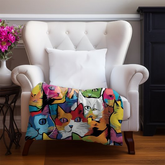 Katzen Abstrakter Pop Art Design Fleecedecke