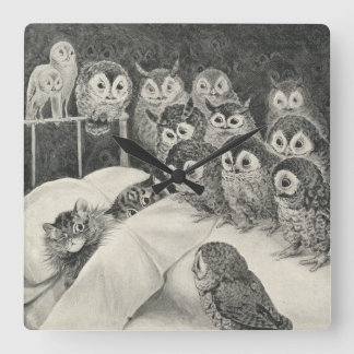 Katzen Albtraum. Louis Wain Quadratische Wanduhr