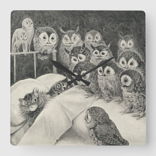 Katzen Albtraum. Louis Wain Quadratische Wanduhr (Vorderseite)