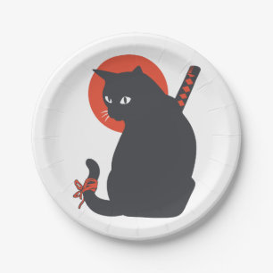 Katzen als Krieger Samurai - Wählen Sie die Hinte Pappteller