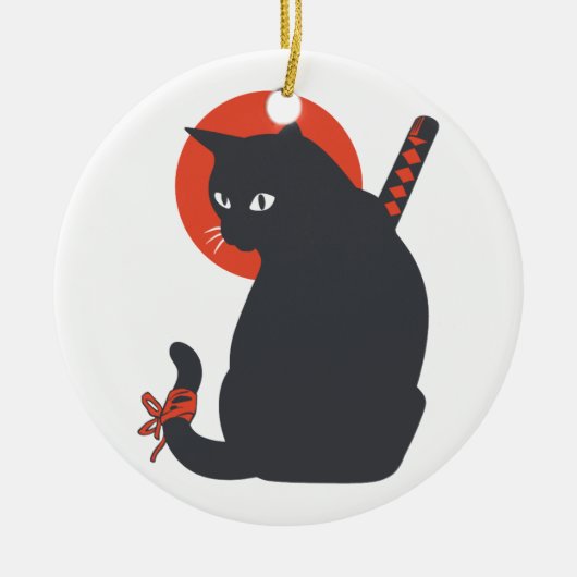 Katzen als Krieger Samurai - Wählen Sie die Hinter Keramik Ornament (Vorne)