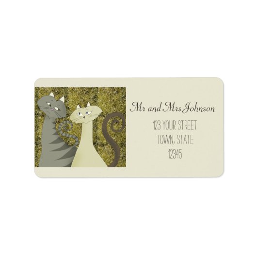 Katzen Altes Gold, zweifarbiges Adressetikett (Vorne)
