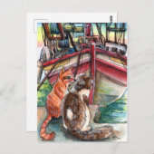 Katzen am Dock Postkarte (Vorne/Hinten)