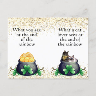 Katzen am Ende des Regenbogens, St. Patrick's Day Postkarte