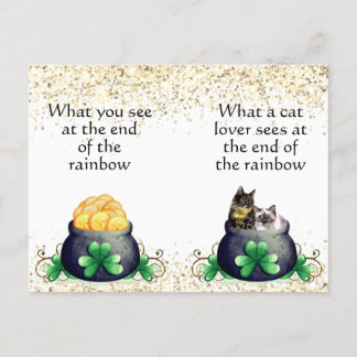 Katzen am Ende des Regenbogens, St. Patrick's Day Postkarte