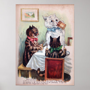 Katzen am Esstisch, Louis Wain Poster