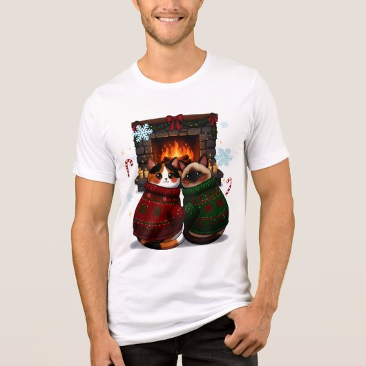 Katzen am Kamin Tri-Blend Shirt (Vorderseite)
