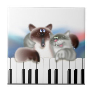 Katzen am Klavier Fliese
