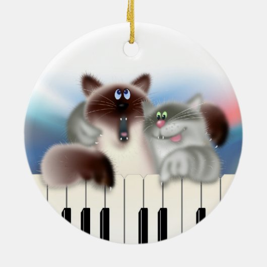Katzen am Klavier Keramikornament (Hinten)