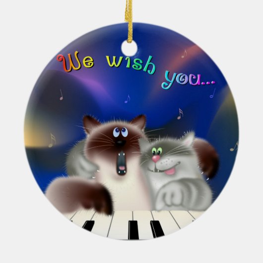 Katzen am Klavier Keramikornament (Hinten)