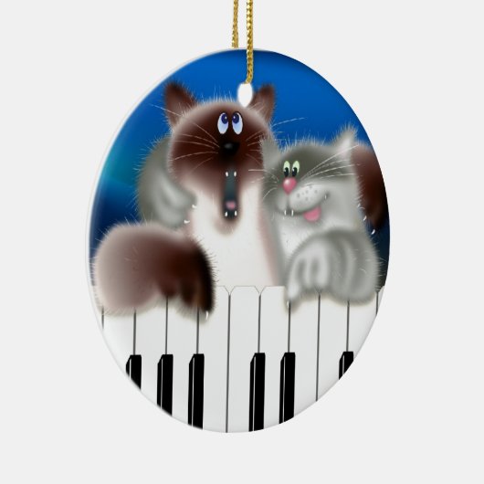 Katzen am Klavier Keramikornament (Rechts)