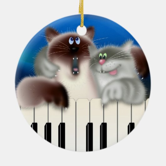 Katzen am Klavier Keramikornament (Hinten)