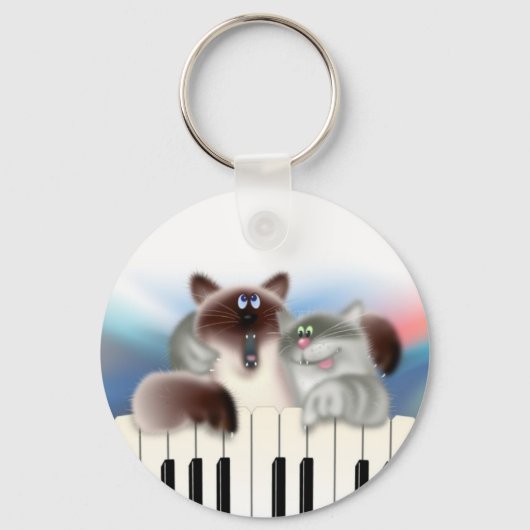 Katzen am Klavier Schlüsselanhänger (Vorderseite)