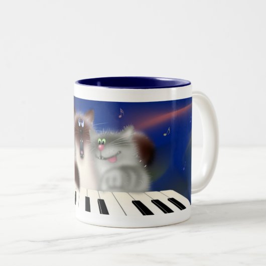 Katzen am Klavier Zweifarbige Tasse (VorderseiteRechts)