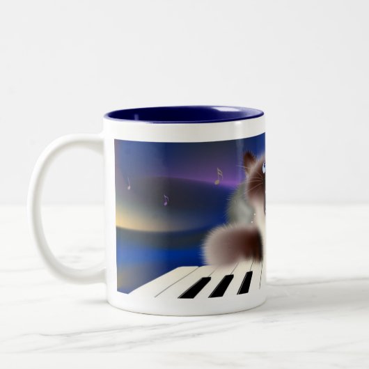 Katzen am Klavier Zweifarbige Tasse (Links)