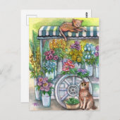 Katzen am Stand der Blume Postkarte (Vorne/Hinten)