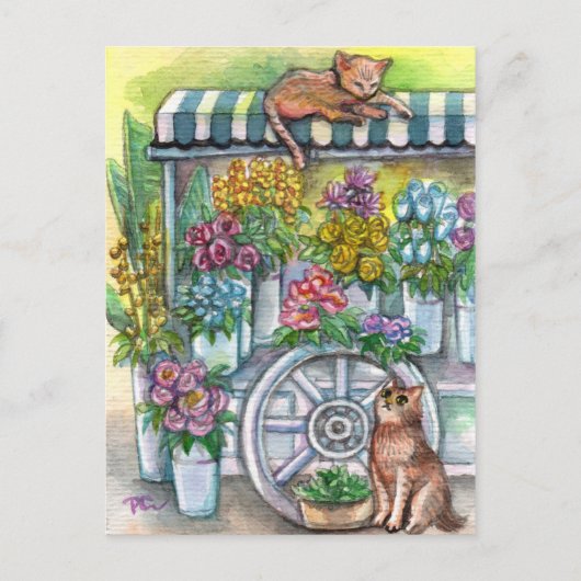 Katzen am Stand der Blume Postkarte (Vorderseite)