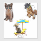 Katzen am Strand Aufkleber (Blatt)