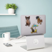 Katzen am Strand Aufkleber (Laptop auf Schreibtisch)