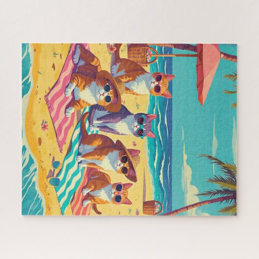 Katzen am Strand Puzzle (Horizontal)