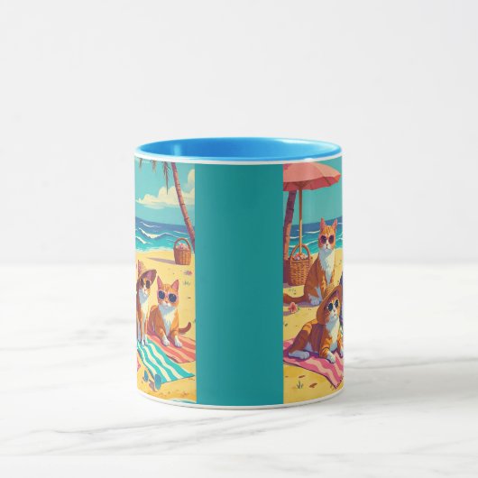 Katzen am Strand Tasse (Zentrum)