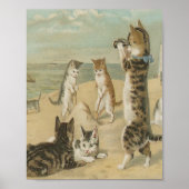 Katzen am Strand Vintag Poster (Vorne)