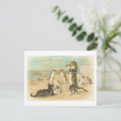 "Katzen am Strand" Vintage Postkarte (Stehend Vorderseite)
