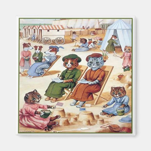 Katzen am Strand von Louis Wain Magnet (Vorne)