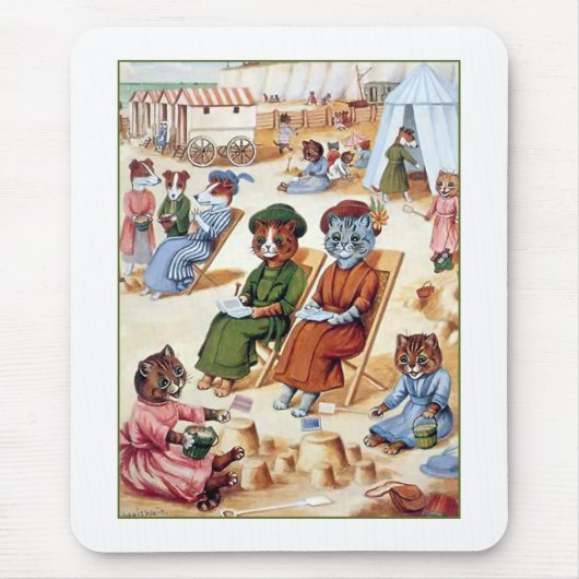 Katzen am Strand von Louis Wain Mousepad (Vorne)
