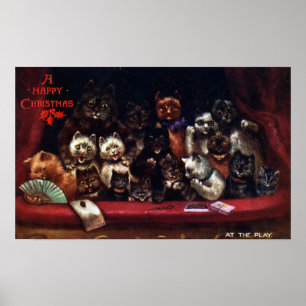 Katzen am Theater für Weihnachten Louis Wain Poster