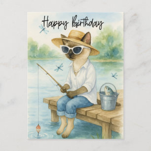 Katzen-Angler-Geburtstags-Angeln Postkarte
