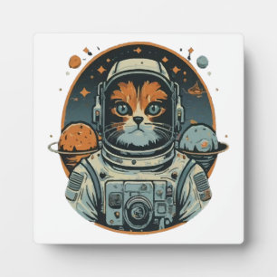 Katzen-Astronaut auf Asteroiden Fotoplatte