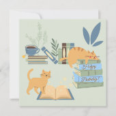 Katzen auf Büchern Geburtstag Karte (Vorderseite)