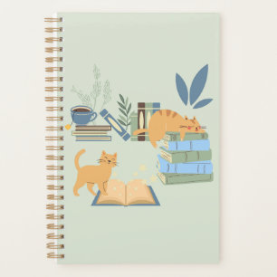  Katzen auf Büchern Planer