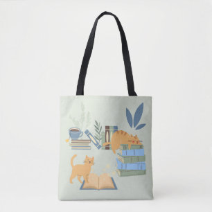 Katzen auf Büchern Tasche