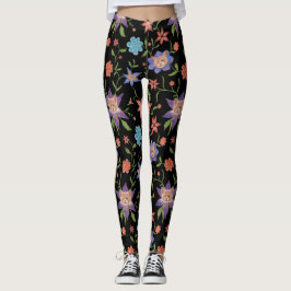 Katzen auf bunten Blumen Leggings
