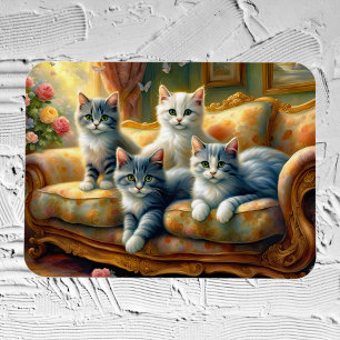 Katzen auf dem Sofa - süße Szene im Vintage-Look Magnet