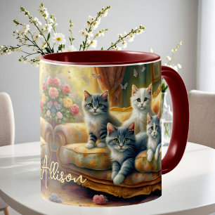 Katzen auf dem Sofa - süße Szene im Vintage-Look Tasse