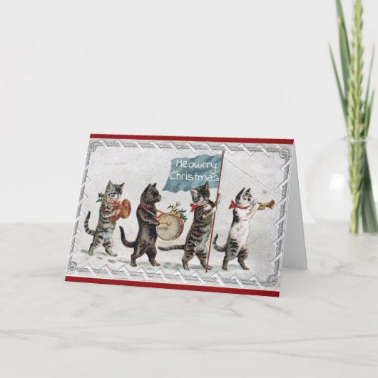 Katzen auf der Weihnachtskarte Feiertagskarte (Vorderseite)