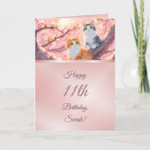 Katzen auf einem Kirschblossom Bäume Mädchen Gebur Karte (Vorderseite)