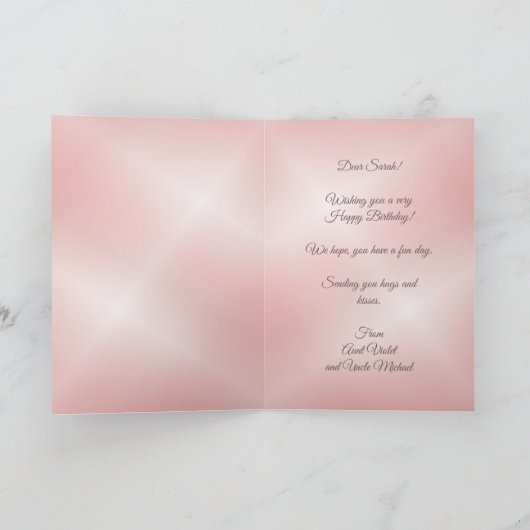 Katzen auf einem Kirschblossom Bäume Mädchen Gebur Karte (Innenseite)