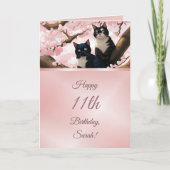 Katzen auf einem Kirschblossom Bäume Mädchen Gebur Karte (Vorderseite)