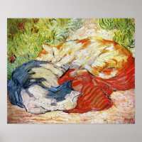 Katzen auf einem roten Tuch, Franz Marc