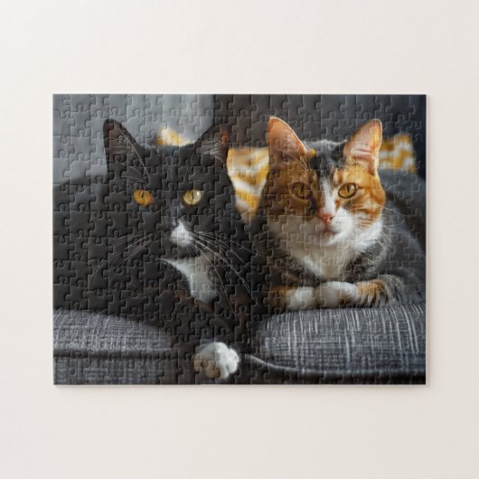 Katzen auf einem Sofa Puzzle (Horizontal)